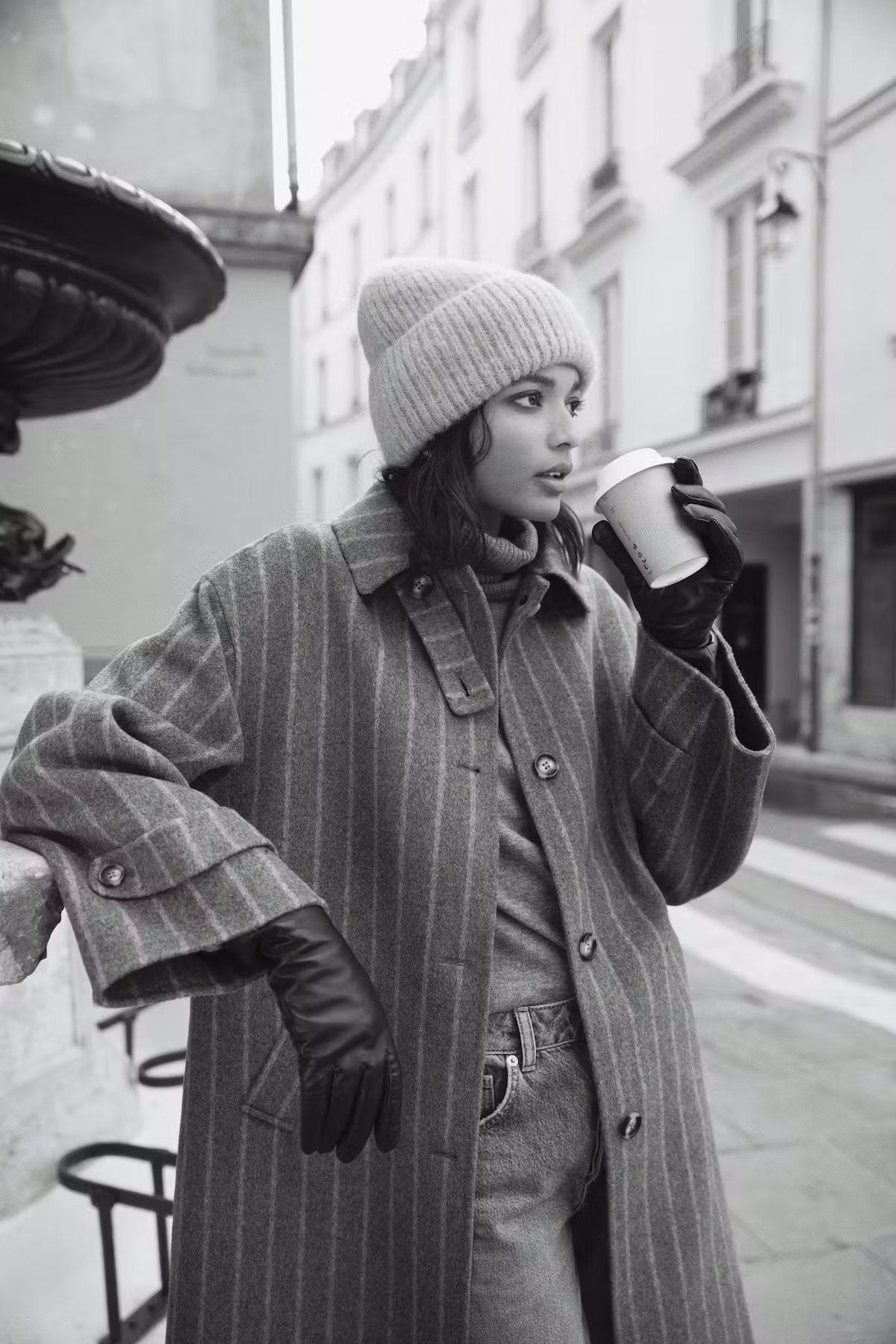 Amelia Coat - Dark Grey Stripe