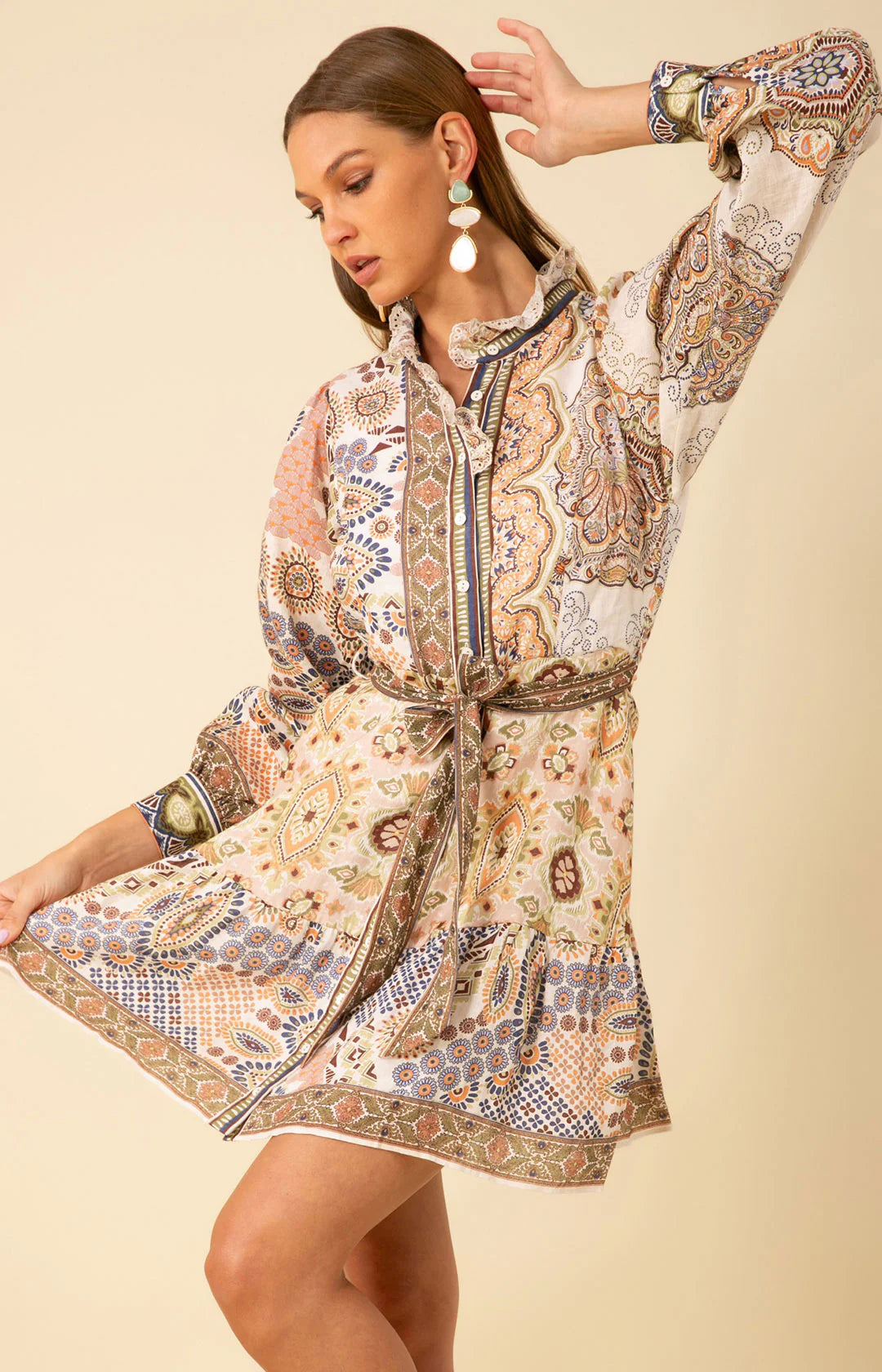 Samara Dress Short Linen - Ivory