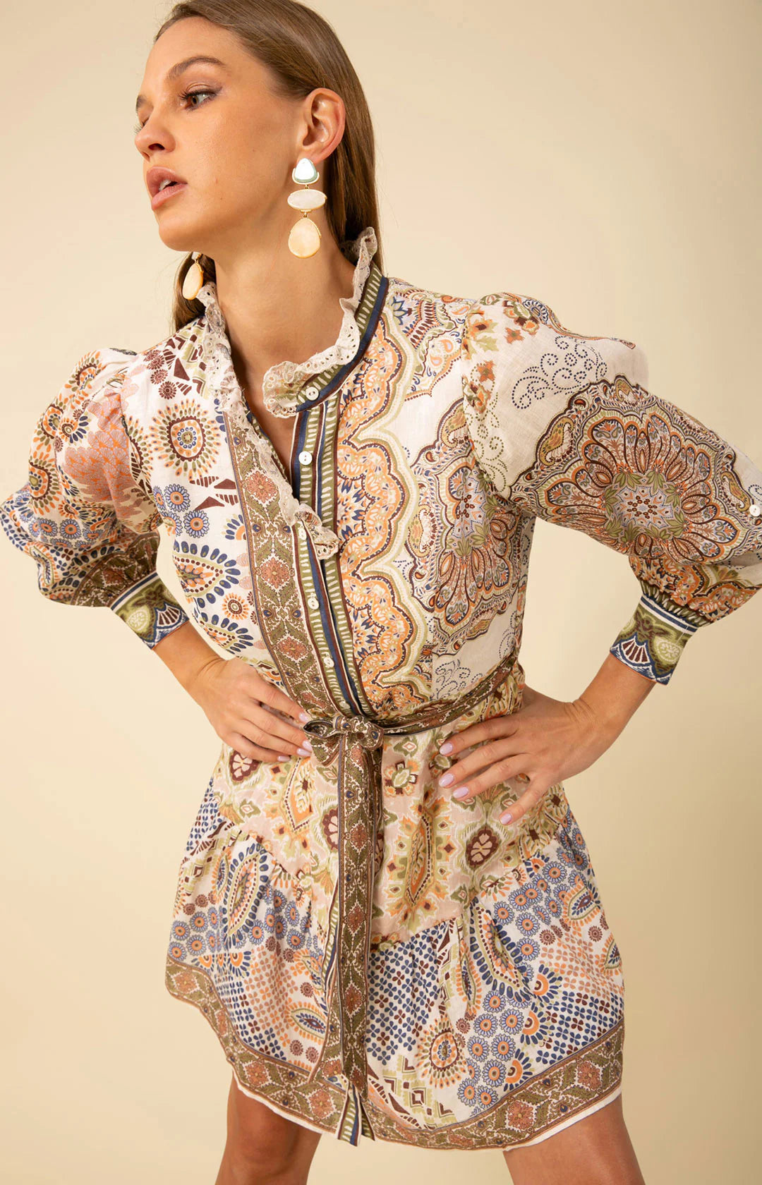 Samara Dress Short Linen - Ivory