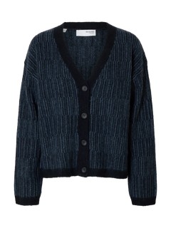 Alva Ls Knit Stripe V-Cardigan - Dark Sapphire Key Largo
