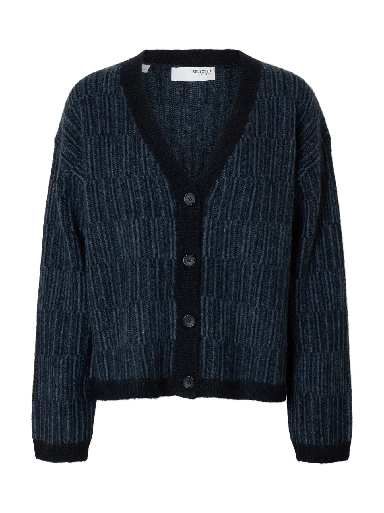 Alva Ls Knit Stripe V-Cardigan - Dark Sapphire Key Largo