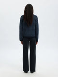 Alva Ls Knit Stripe V-Cardigan - Dark Sapphire Key Largo