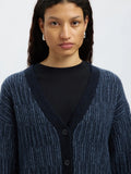 Alva Ls Knit Stripe V-Cardigan - Dark Sapphire Key Largo