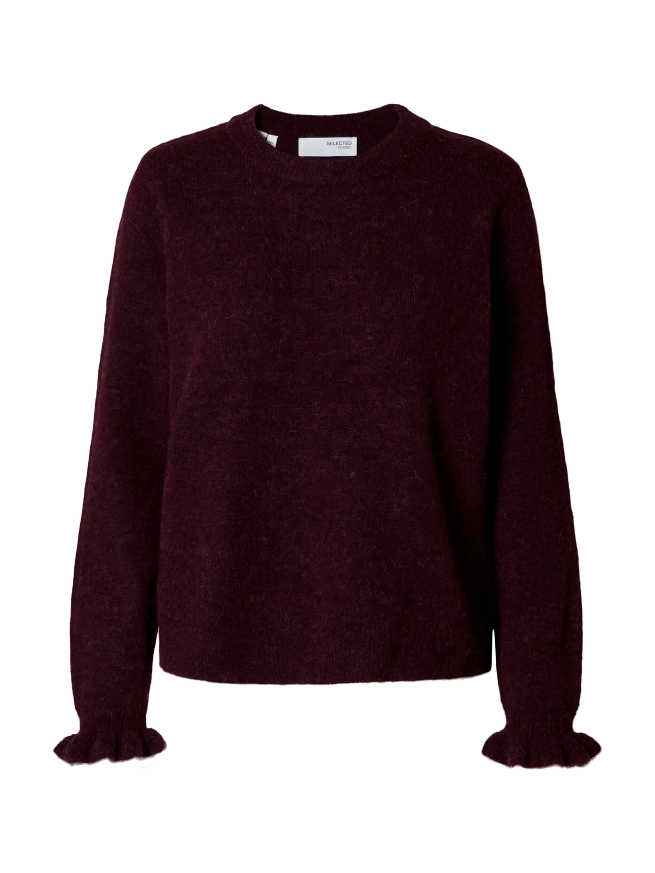 Lulu Ls Knit Frill Cuff O-Neck Noos - Fig