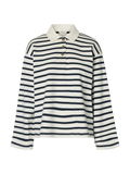 Wada Ls Stripe Collar Top - Dark Sapphire Snow White