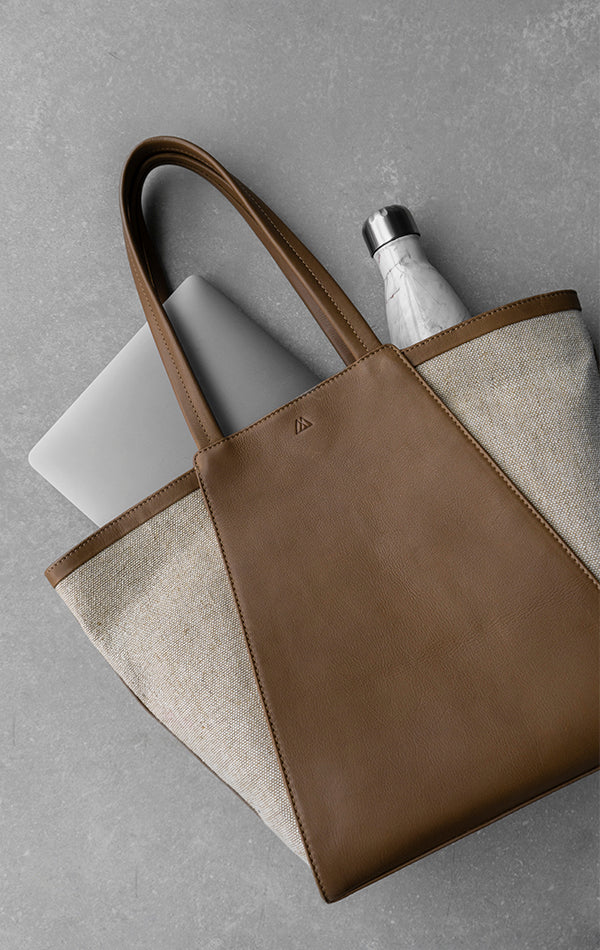Blaise Shopper Canvas Mix - Caramel / Offwhite
