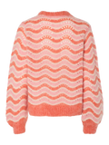 Yasemani Ls Knit Pullover S. - Hot Coral Tickled Pink + Birch