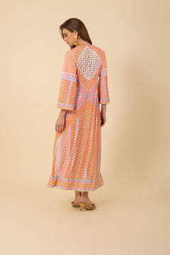 Henley Long Dress - Orange