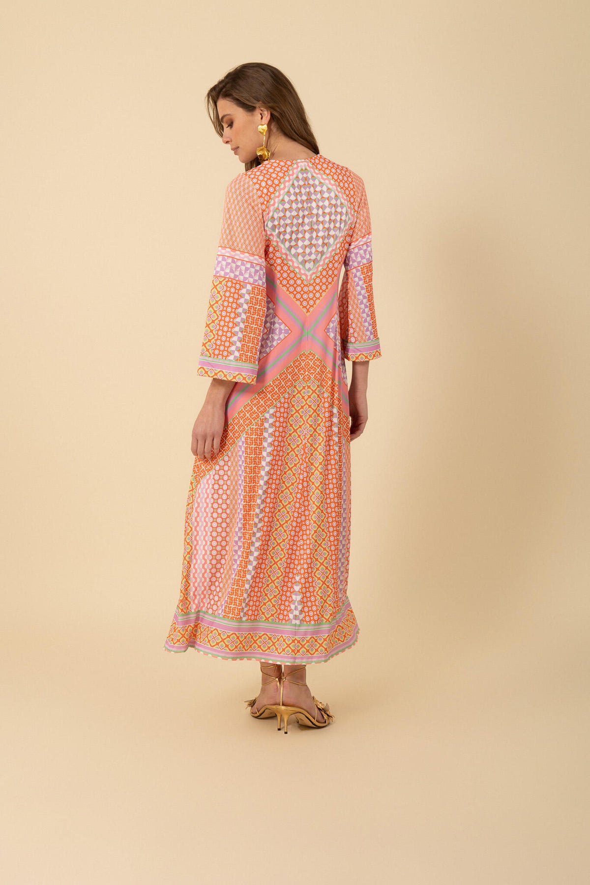 Henley Long Dress - Orange