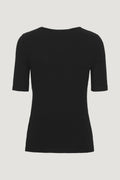 Rib Cut Out T-Shirt - Black