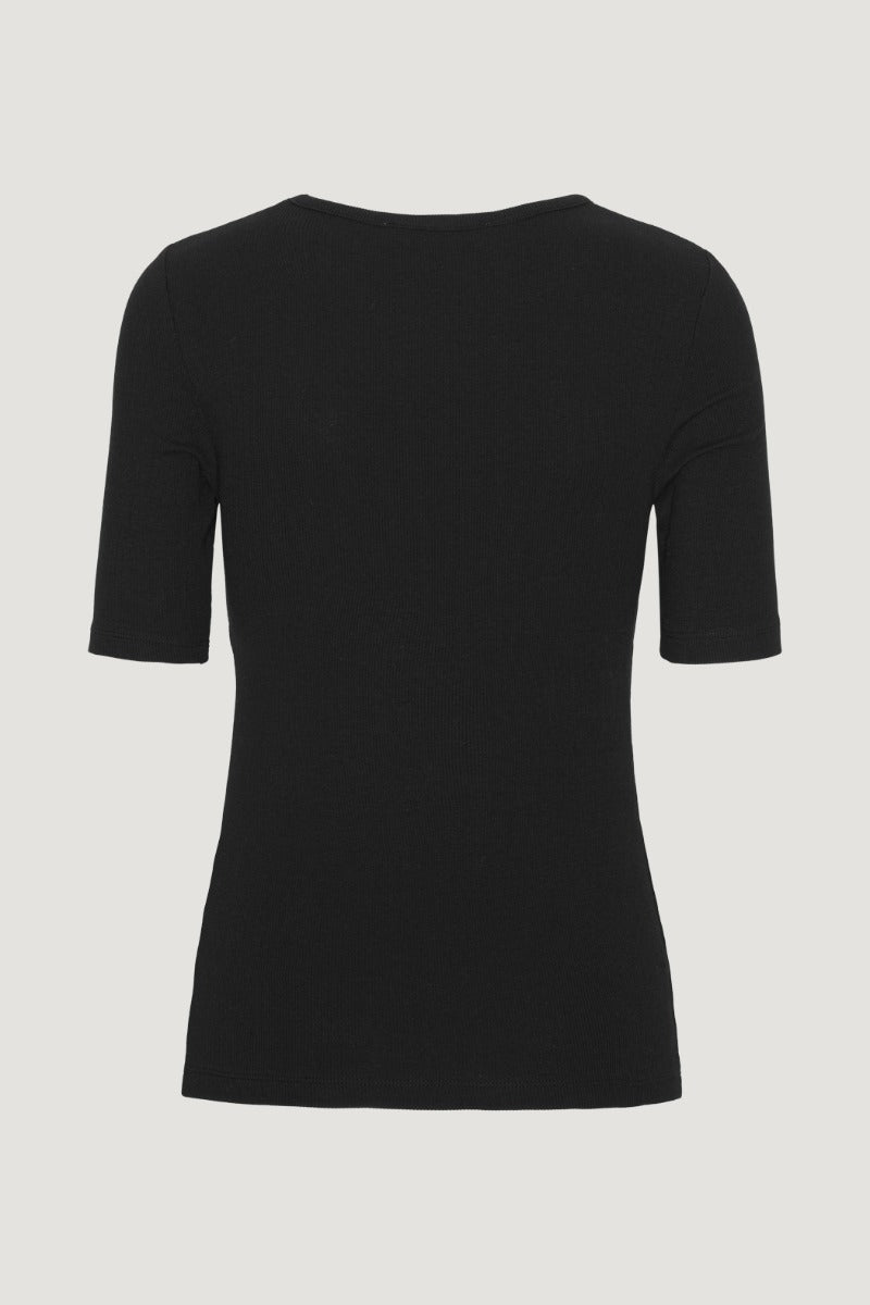 Rib Cut Out T-Shirt - Black