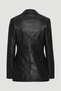 Fitted Leather Blazer - Black