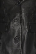 Fitted Leather Blazer - Black