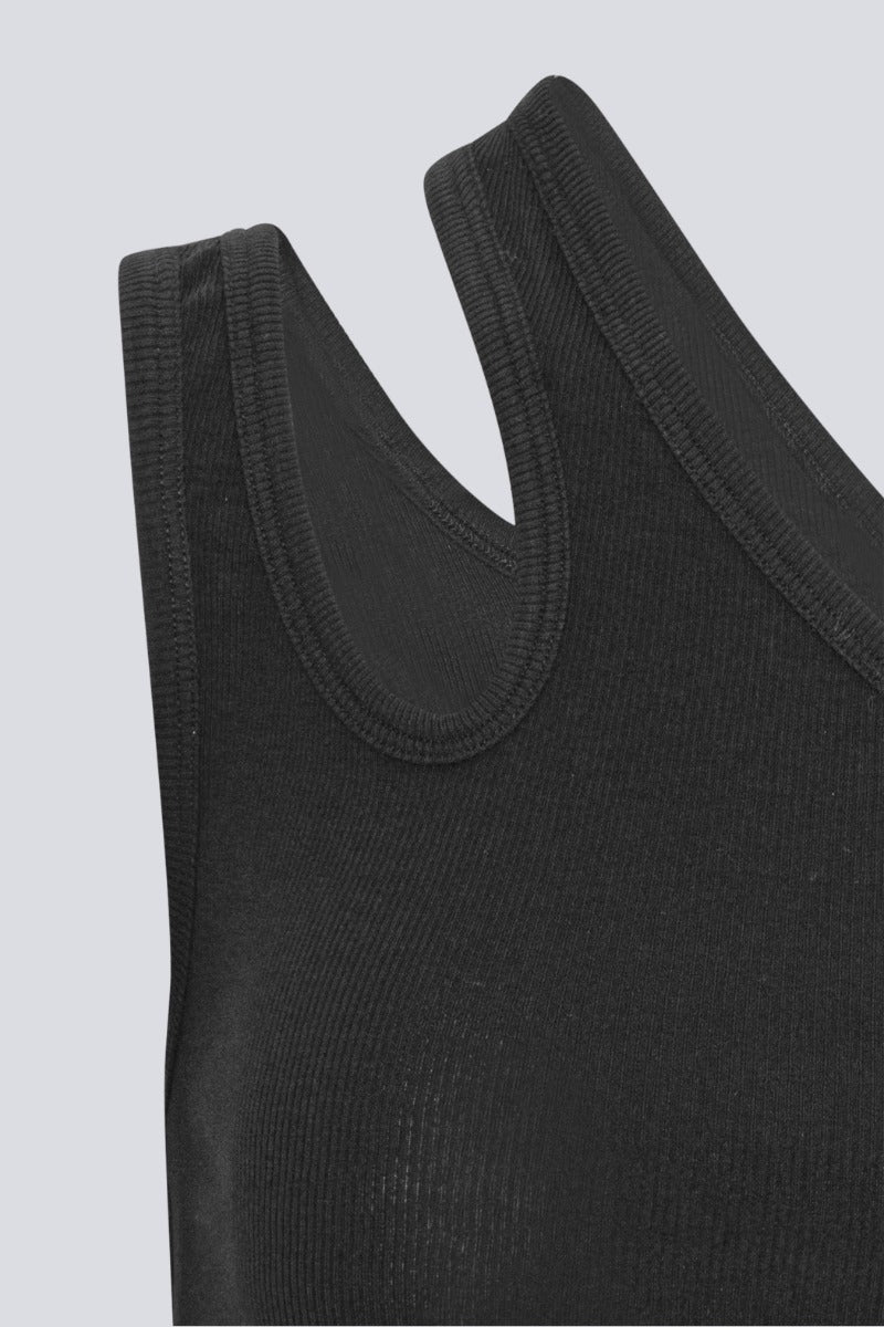 Jersey One-Shoulder Top - Black