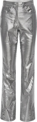 Striped Leather Pants - Black Comb.