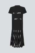 Lace Mix Pleat Dress - Svart