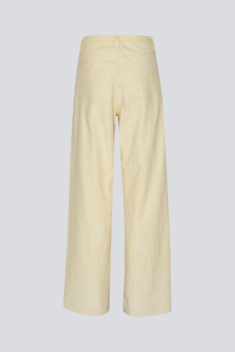 Striped Twill Wide Pants - Straw Comb