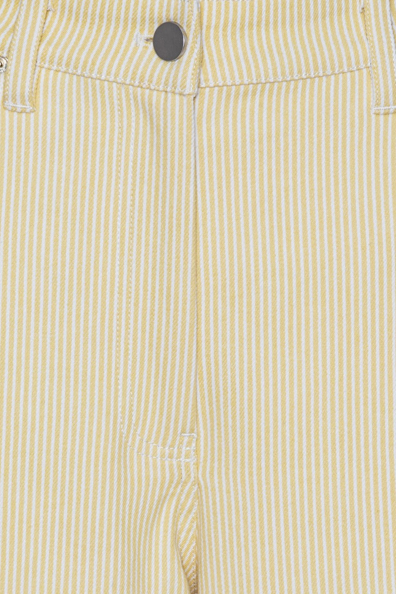 Striped Twill Wide Pants - Straw Comb