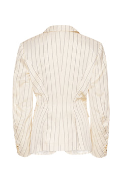 Drapy Striped Blazer - Egret Comb
