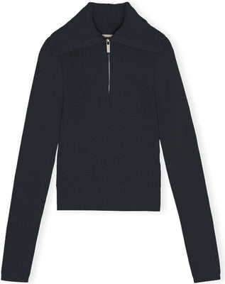 Zipped Collar Knit - Vulcan
