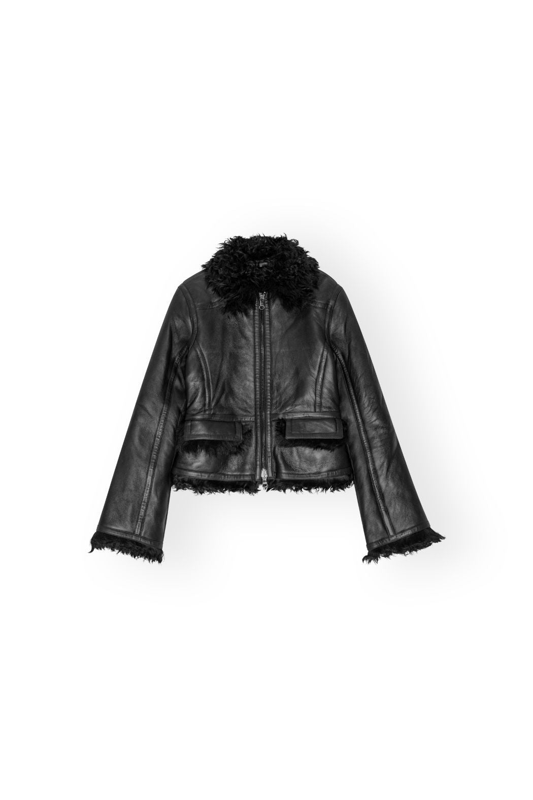 Short Shearling Jacket - Black