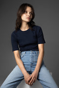 Pippa Rib Tee - Navy