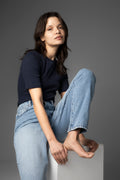 Pippa Rib Tee - Navy