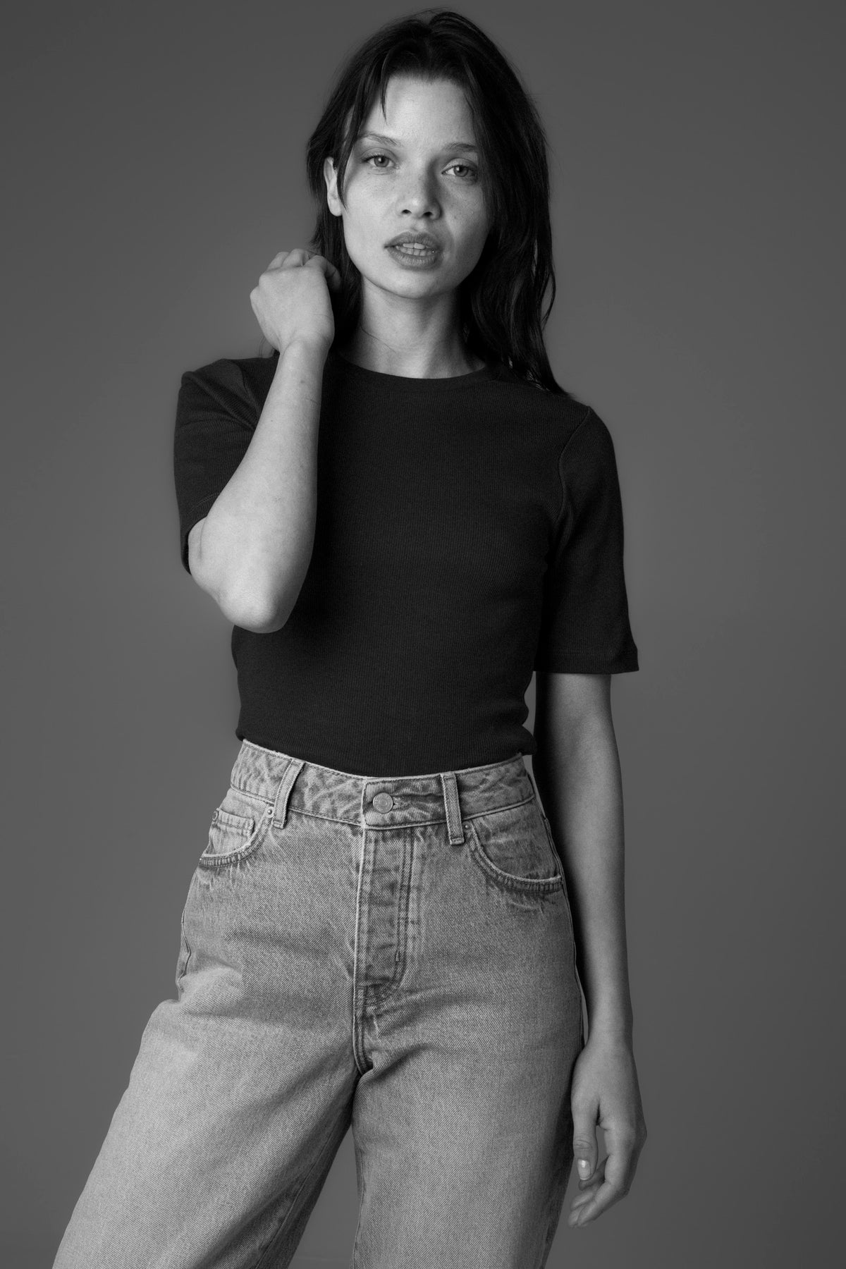 Pippa Rib Tee - Navy