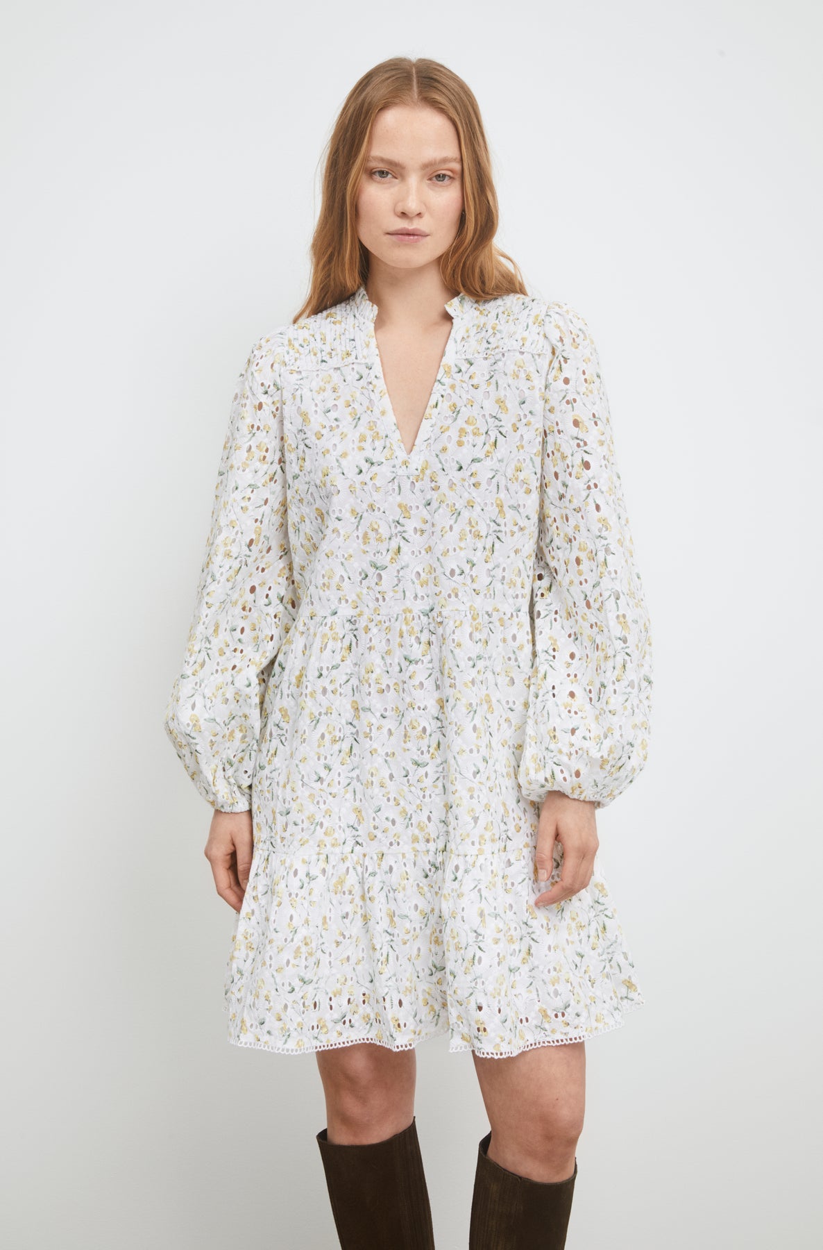 Alexis Dress - Yellow Branch Print