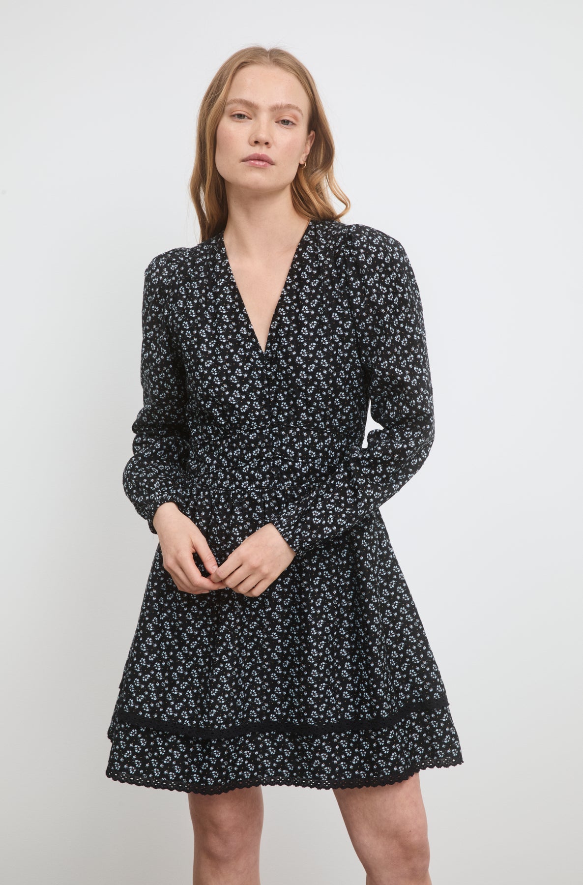 Lea Dress - Black Lupin Print