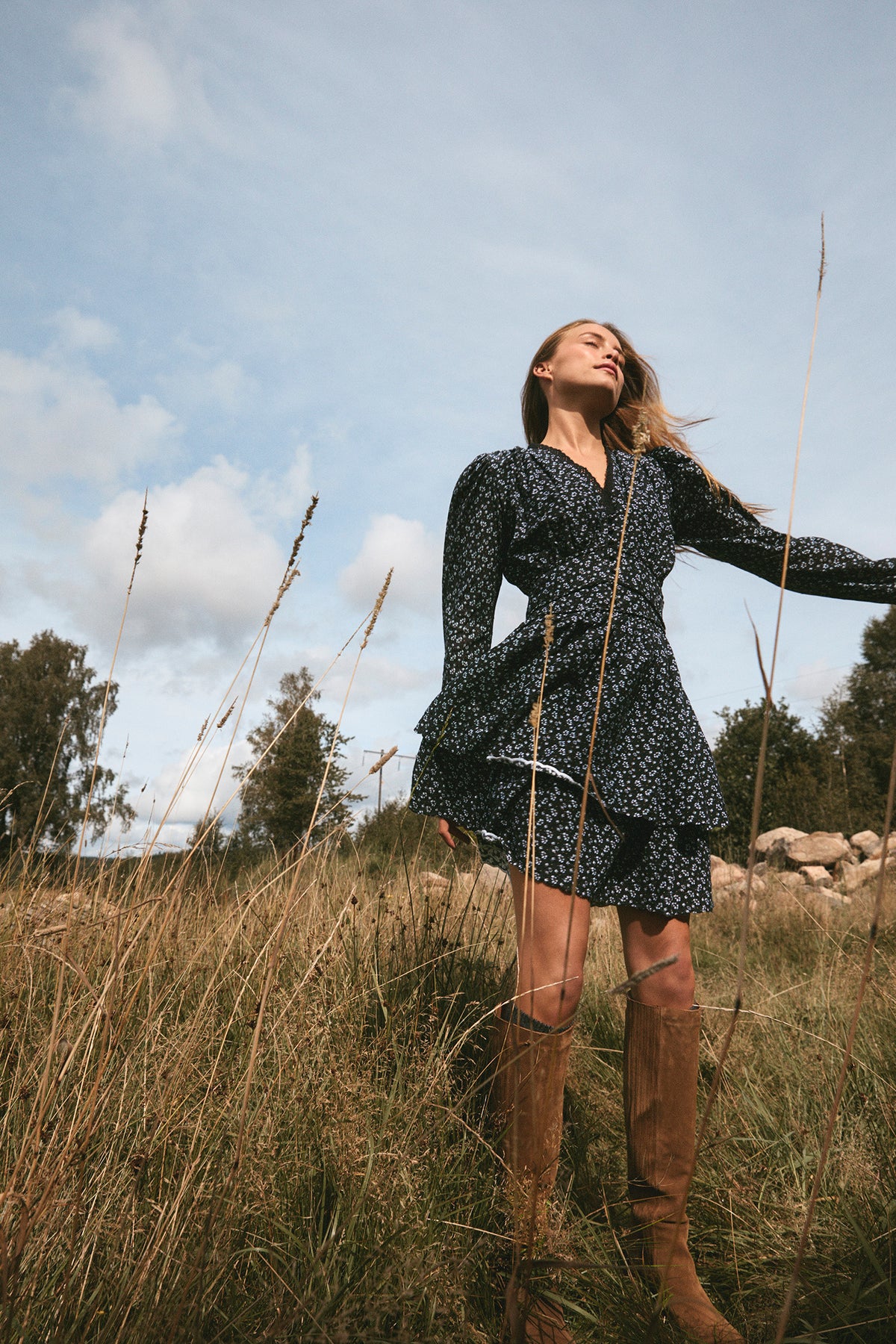 Lea Dress - Black Lupin Print