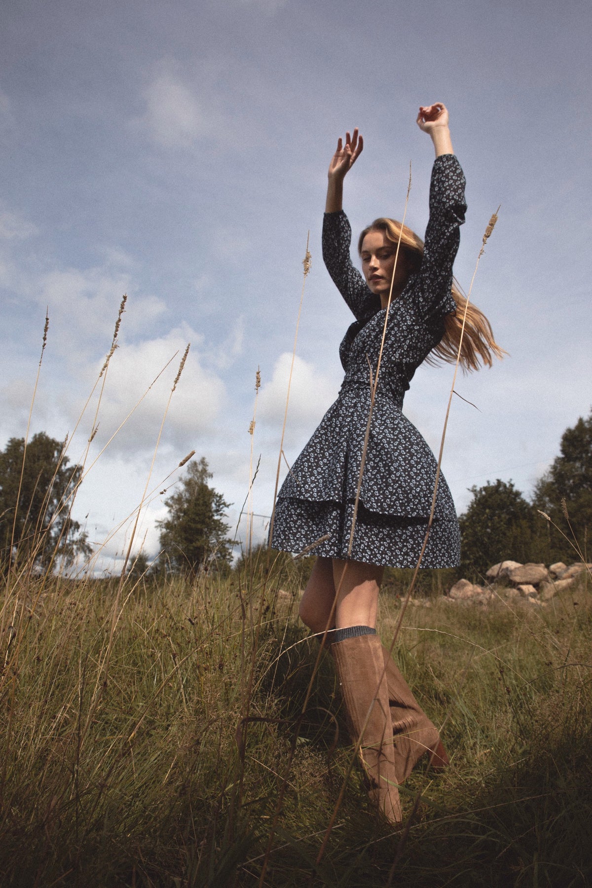 Lea Dress - Black Lupin Print