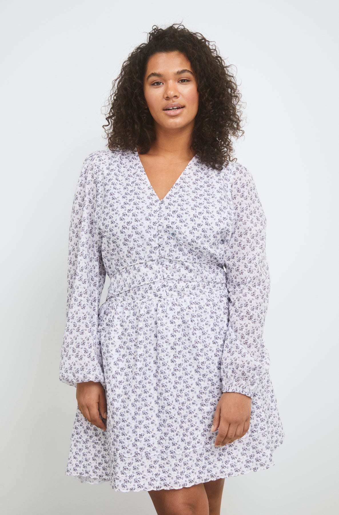 Lea Dress - White Lupin Print