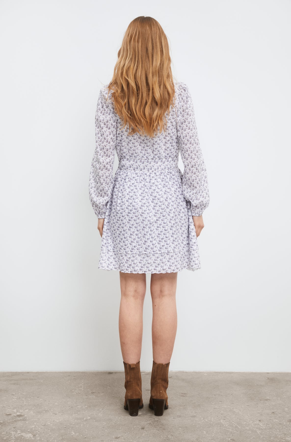 Lea Dress - White Lupin Print