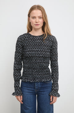 Mila Blouse - Black Lupin Print