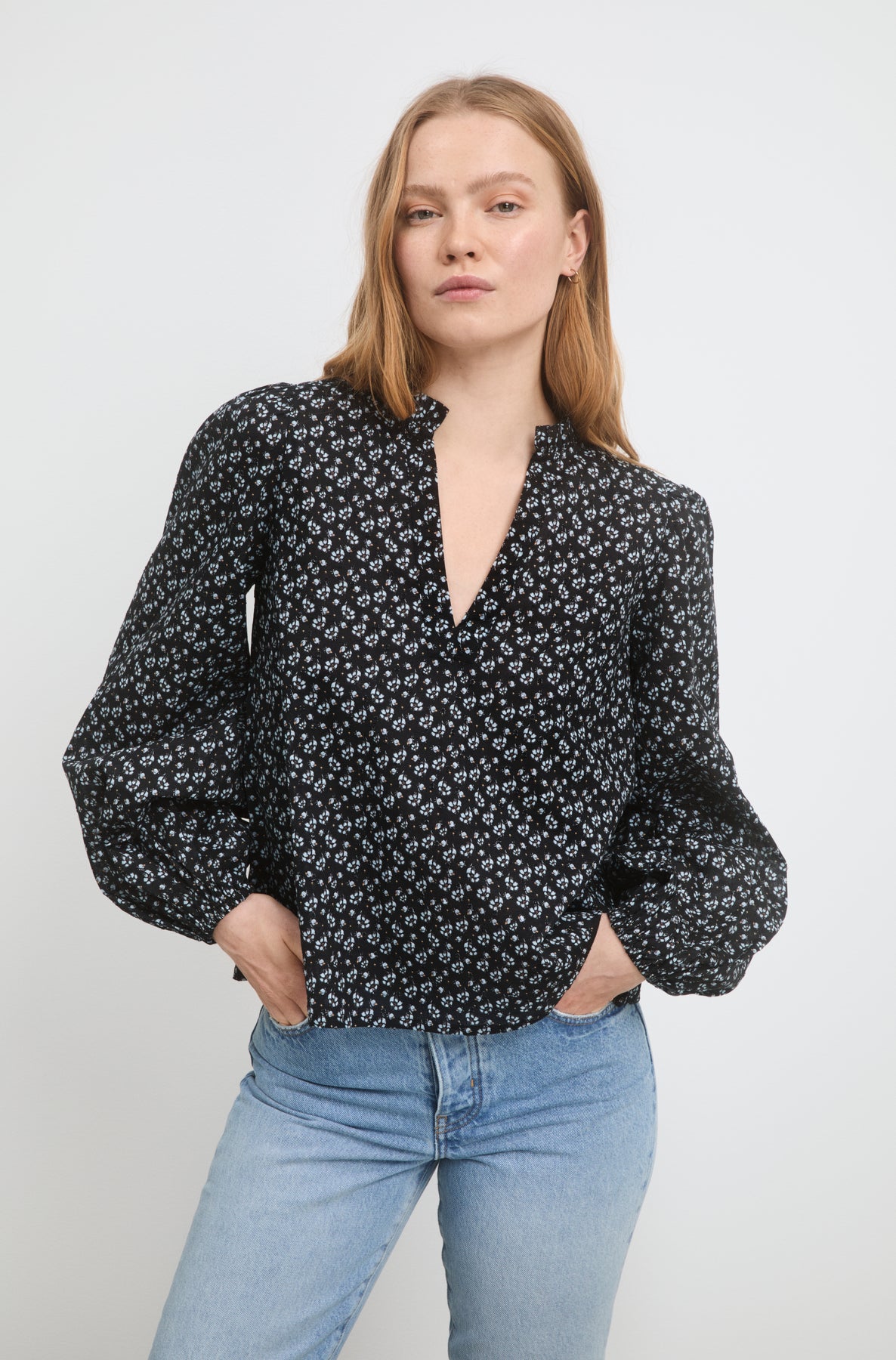 Karro Blouse - Black Lupin Print