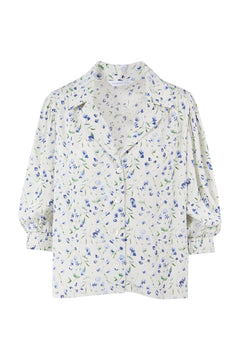 Caria Blouse - Blue Branch Print