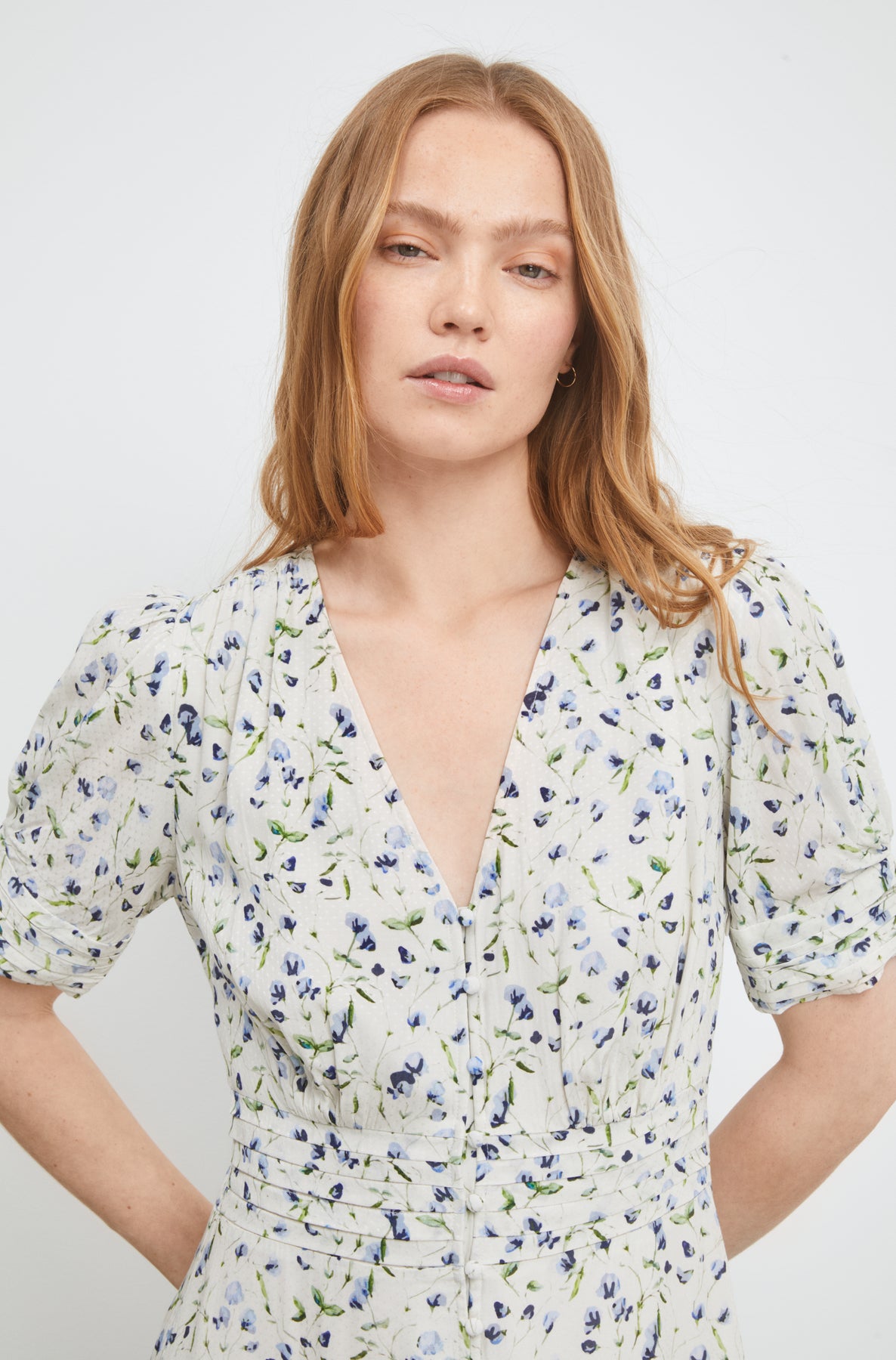 Athalia Dress - Blue Branch Print