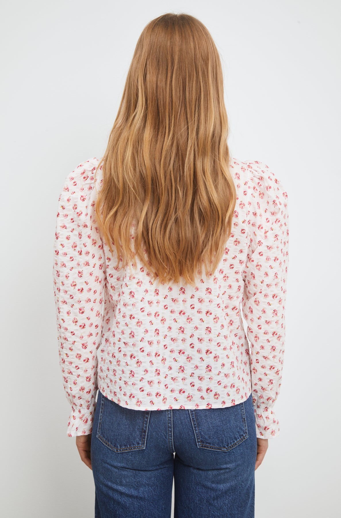 Jenny Crepe Blouse - White Berry Print