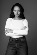 Petronella Rib Boatneck - Vit