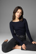 Petronella Rib Boatneck - Navy