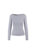 Petronella Rib Boatneck - Light Grey Melange