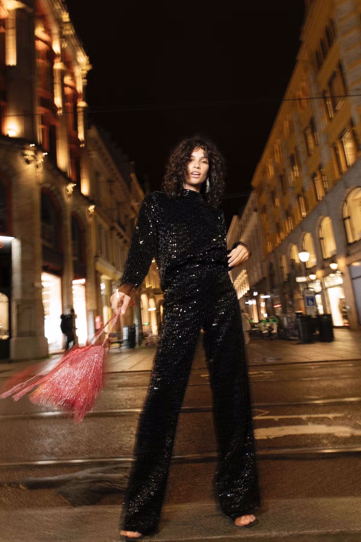 Jagger Sequin Trouser - Black