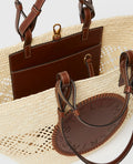 Logo Raffia Crochet Large Tote Bag - Natural/Tan