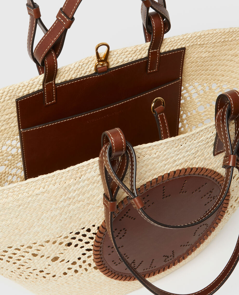 Logo Raffia Crochet Large Tote Bag - Natural/Tan