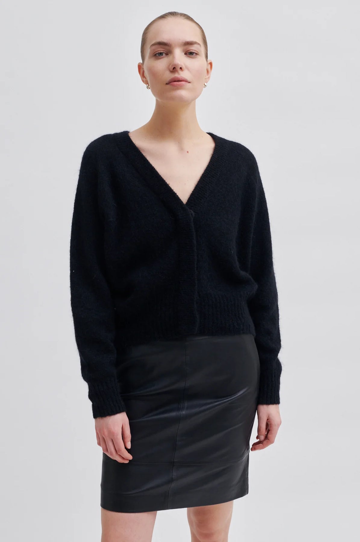 Francie Mini Leather Skirt - Black