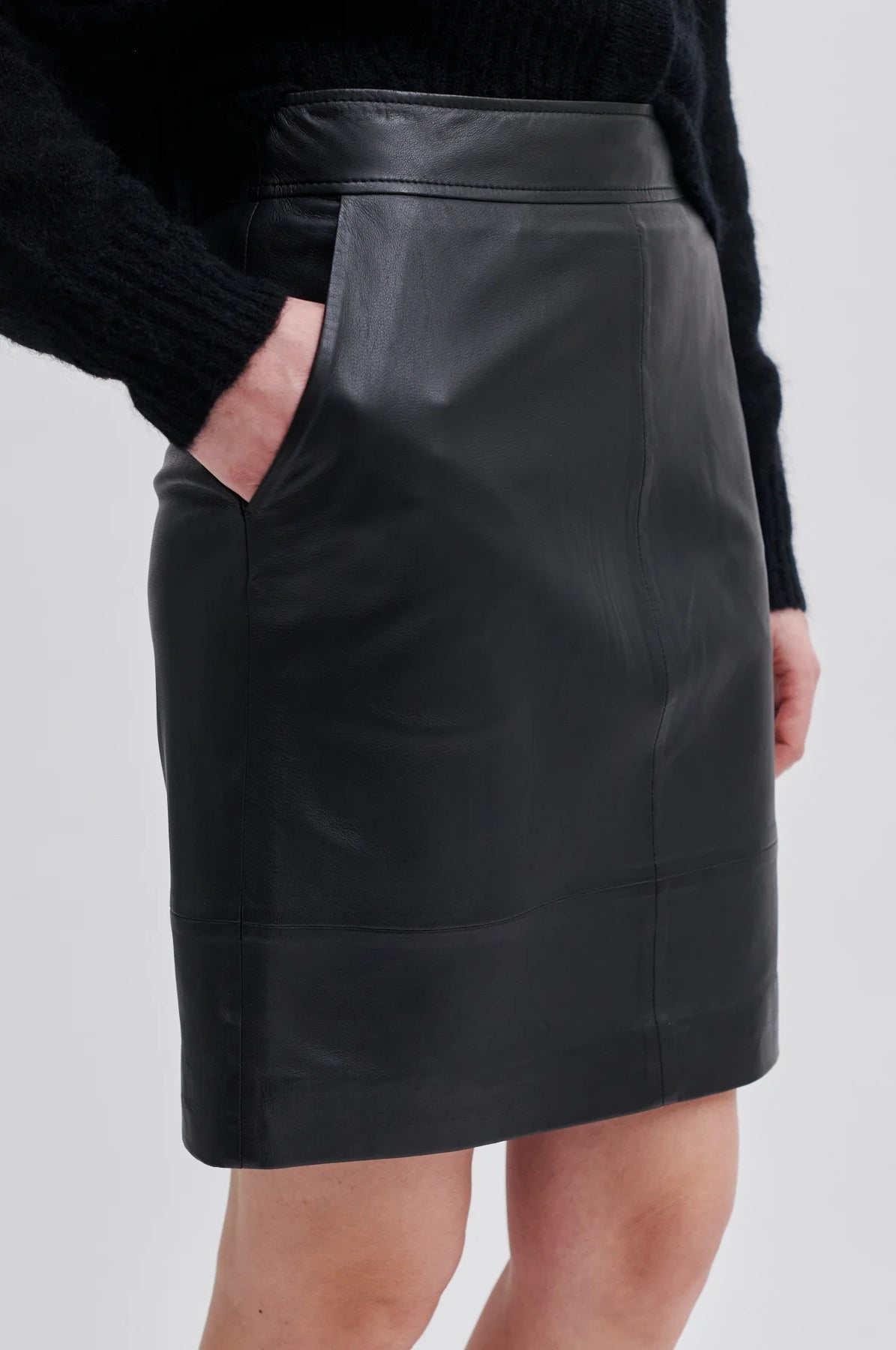 Francie Mini Leather Skirt - Black