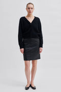 Francie Mini Leather Skirt - Black