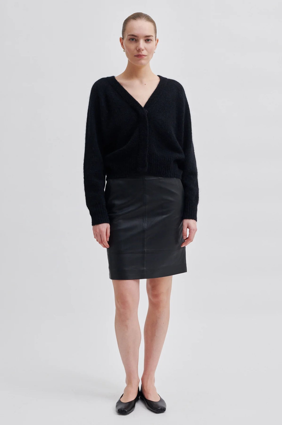 Francie Mini Leather Skirt - Black