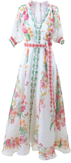Alaiya Silk/Linen Dress L - Ivory